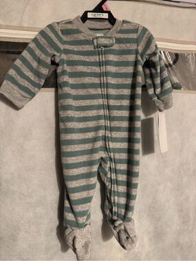 Nickelodeon Teal and Gray Striped Footed One-Piece